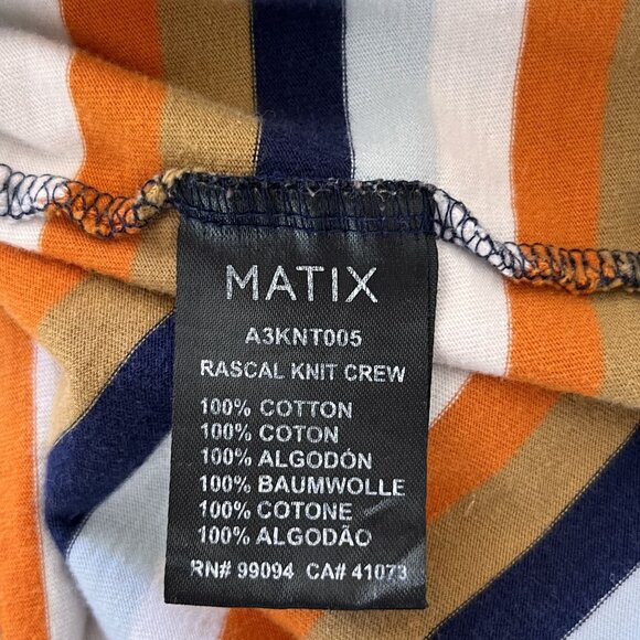 Matix Turkey Stopnik Rascal Knit Crew T-Shirt Mens L Striped Cotton Casual Top - Picture 4 of 7